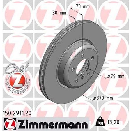 ZIMMERMANN Brake Disc - Standard/Coated, 150.2911.20 150.2911.20